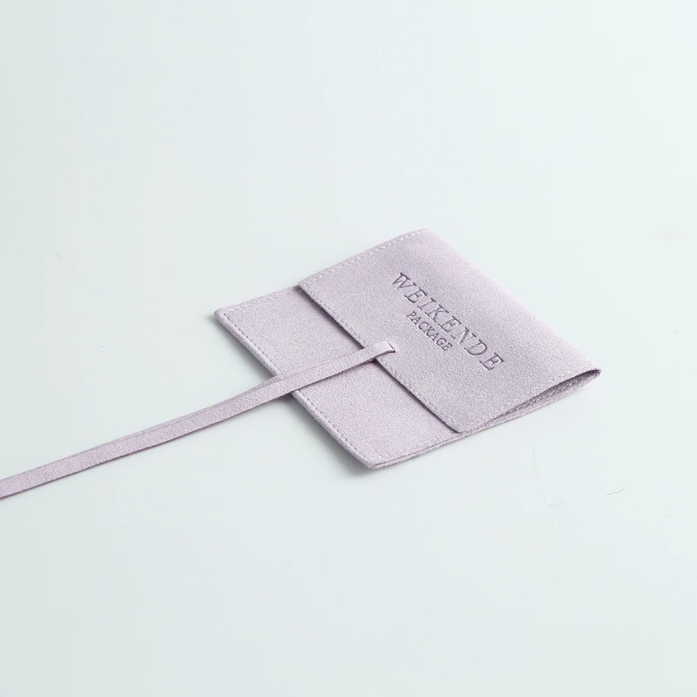 100pcs Envelope Pouches Purple Microfiber Jewelry Packaging Small Bag Ring Earrings Necklace Suede Storage Pouches Custom Logo