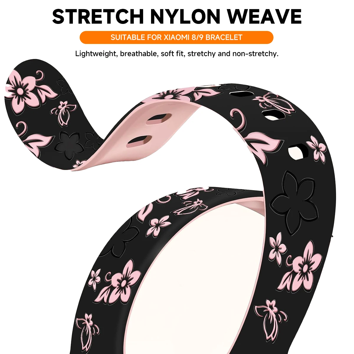 Flower Engraved Silicone Smart Wristband - Breathable Bracelet with NFC-Enabled Strap Accessories