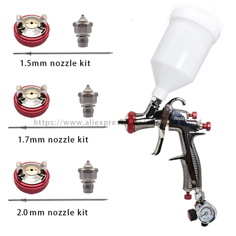 LVLP Gravity Spray gun R500 manual Paint Spray gun1.3mm Nozzle 600CC Cup  Air spray gun with Spray gun Accessories - AliExpress