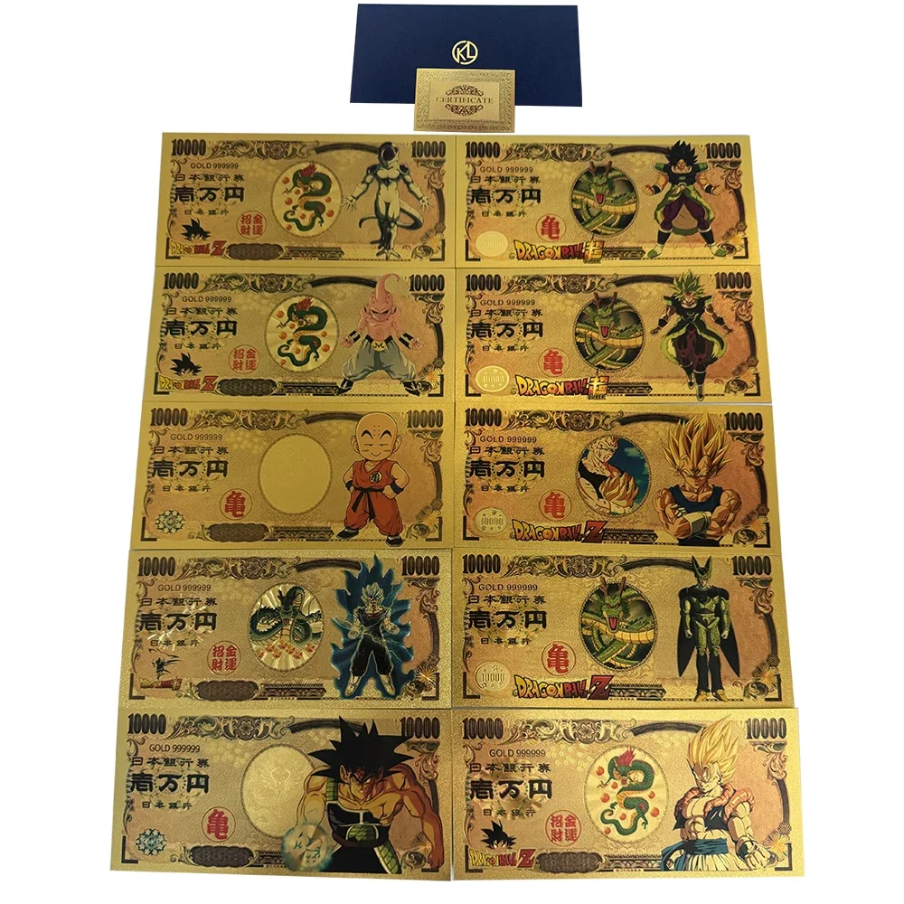 Dragon Z Ball Gold Banknotes No.1 anime banknotes gold plated banknote