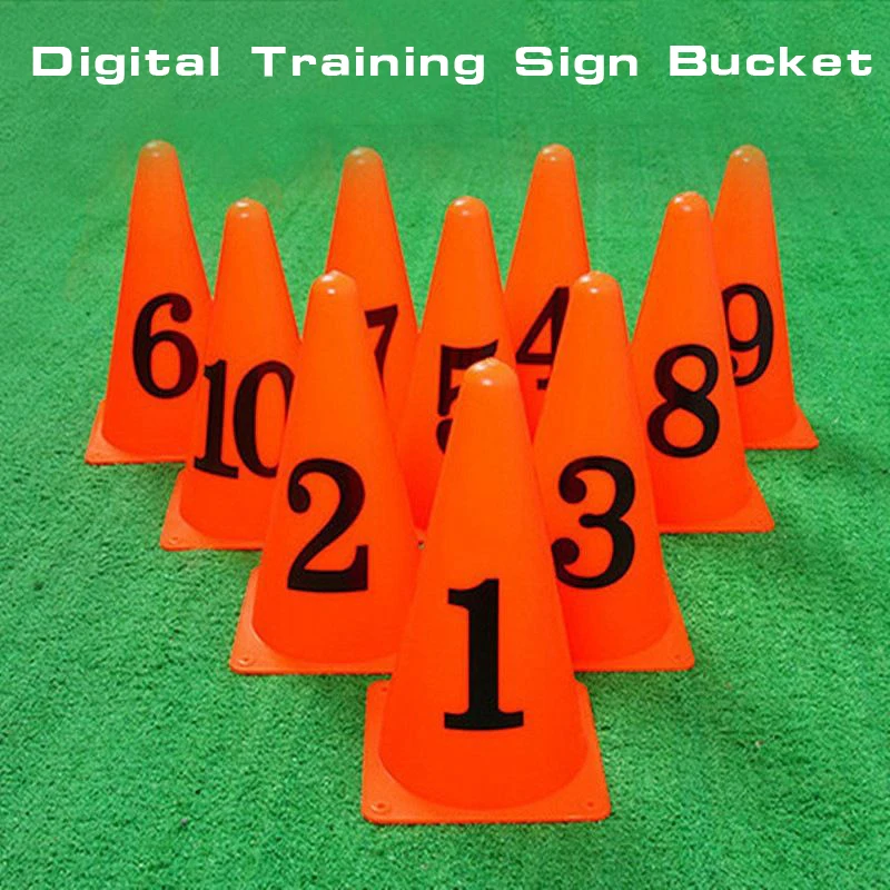 

Football Digital Training Sign Bucket Pressure Resistant Cones Marker Discs Outdoor Soccer Basketball Training Sport Accessory