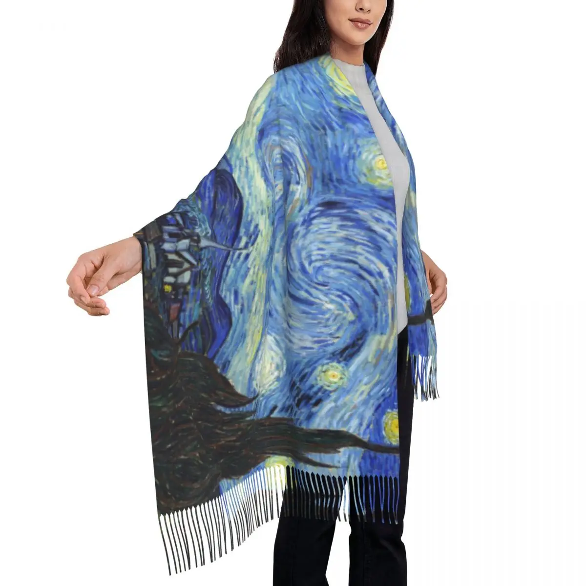 Customized Printed Vincent Van Gogh Starry Night Scarf Women Men Winter Warm Scarves Art Painting Shawls Wraps