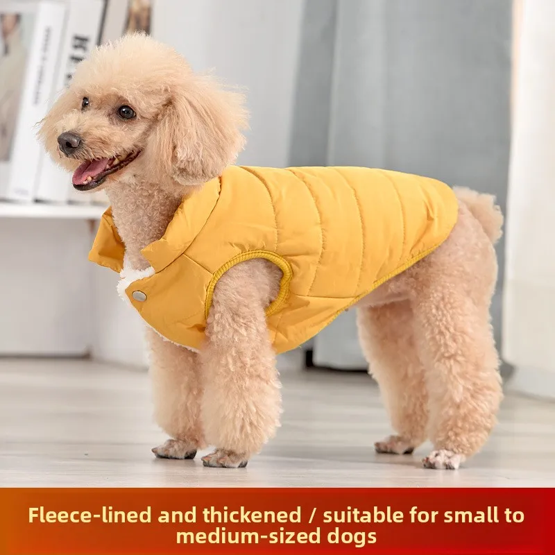 Autumn and Winter Small and Medium-sized Dog Clothing Plush Thick Waterproof Cotton Clothing Pet Windproof and Warm Clothing