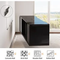 Floating Fireplace TV Stand, Wall Mounted Mirrored Center 40" Electric Fireplace, LED Lights Media Console TVs Up to 90" 2