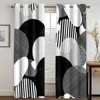 2 Pcs Abstract Art Curtains Black White Grey Circles Stripes Modern Nordic Style Living Room Bedroom Window Decoration Curtains 1