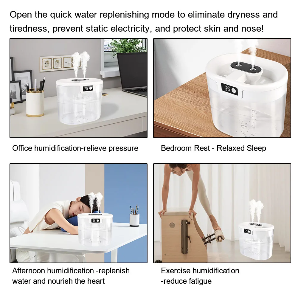 Universal Two Port Spray Water Supplement Bedroom Office Desktop Portable 1500ML Display Humidity Air Humidifier Household