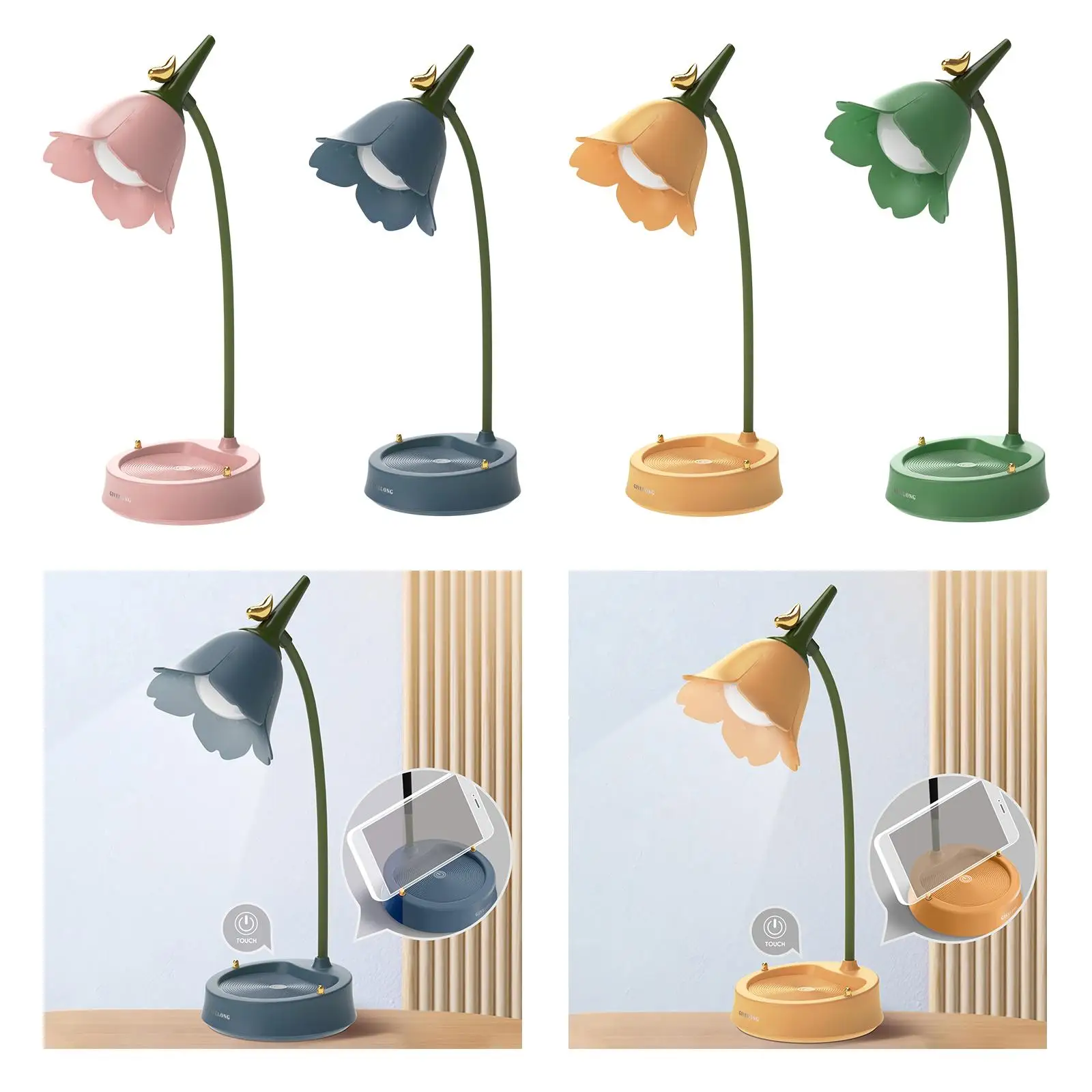 LED 테이블 램프 눈 보호 침실 야간 조명, 어린이 선물, USB 충전식 책상 램프, 3 가지 색상 모드 및 무단 조광
