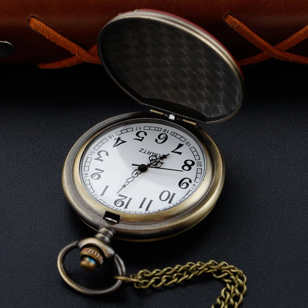 Antique Reindeer 3D Embossed Quartz Pocket Watch Vintage Men's Fob Chain Watch Clock Hunter Commemorative Gift,quartz watch,pocket watch
