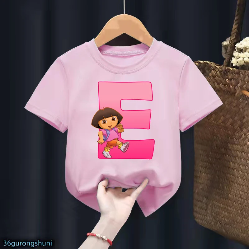 t shirt kid rock Newly Girls T-Shirt Dora Explorer Letter Printed Children'S Clothing Tshirt For Kids Birthday Gift Clothing Cute Toddler Tshirts t-shirt cartoon	 Tops & Tees