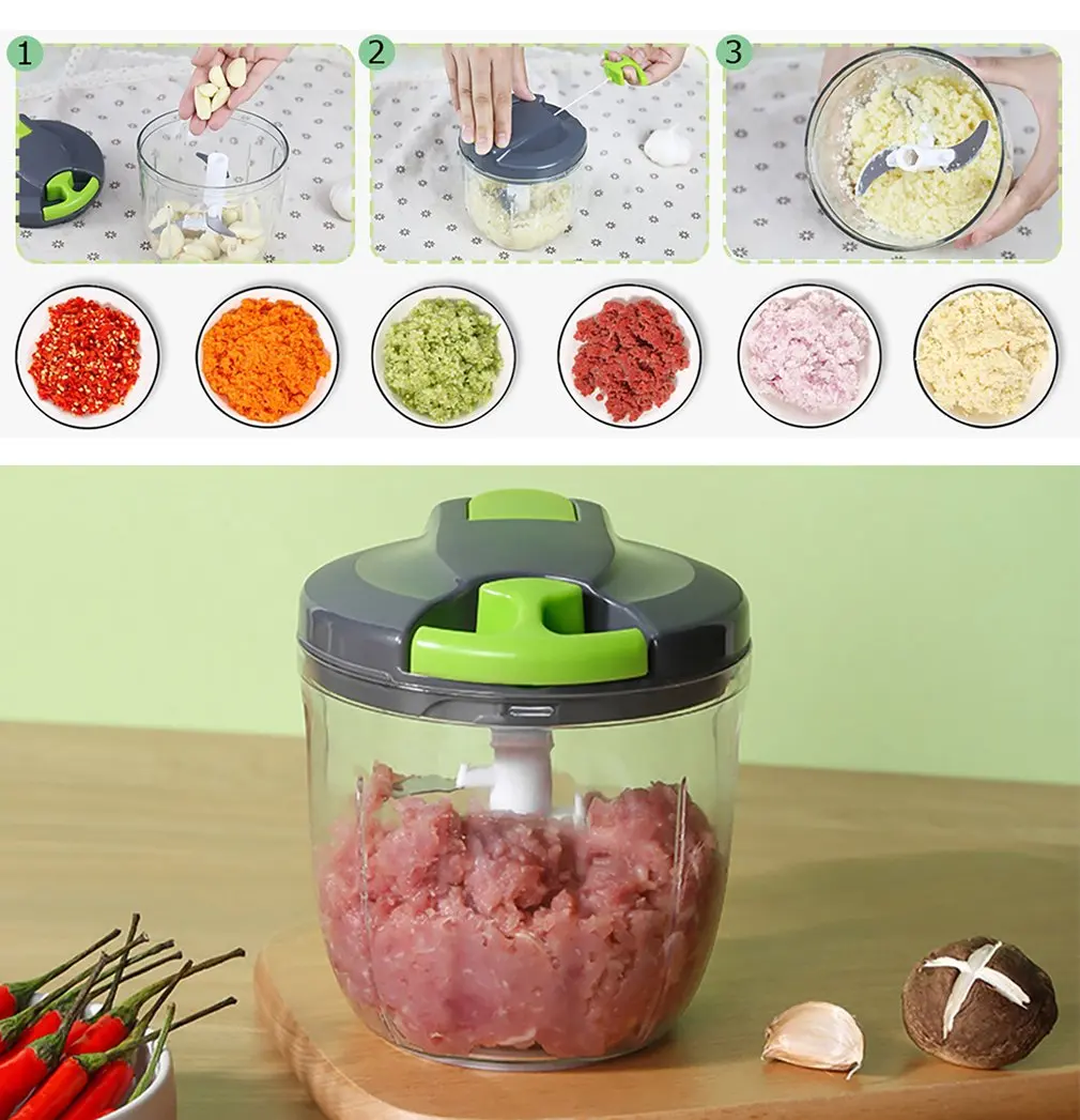 Manual Food Processor Vegetable Chopper, Portable Hand Drawn String Garlic  Grinder Onion Cutter For Vegetables, Ginger, Fruits - AliExpress