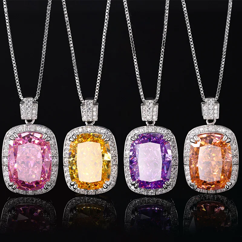 2290440-18dea9.jpg Sacc06322cac2473e901708f1ff36b4aa6 Jewelry High Carbon Diamond Ice Flower Cut Copper Inlaid Vintage Dignified Pendant Necklace Female Owner 12x16 Mallzona