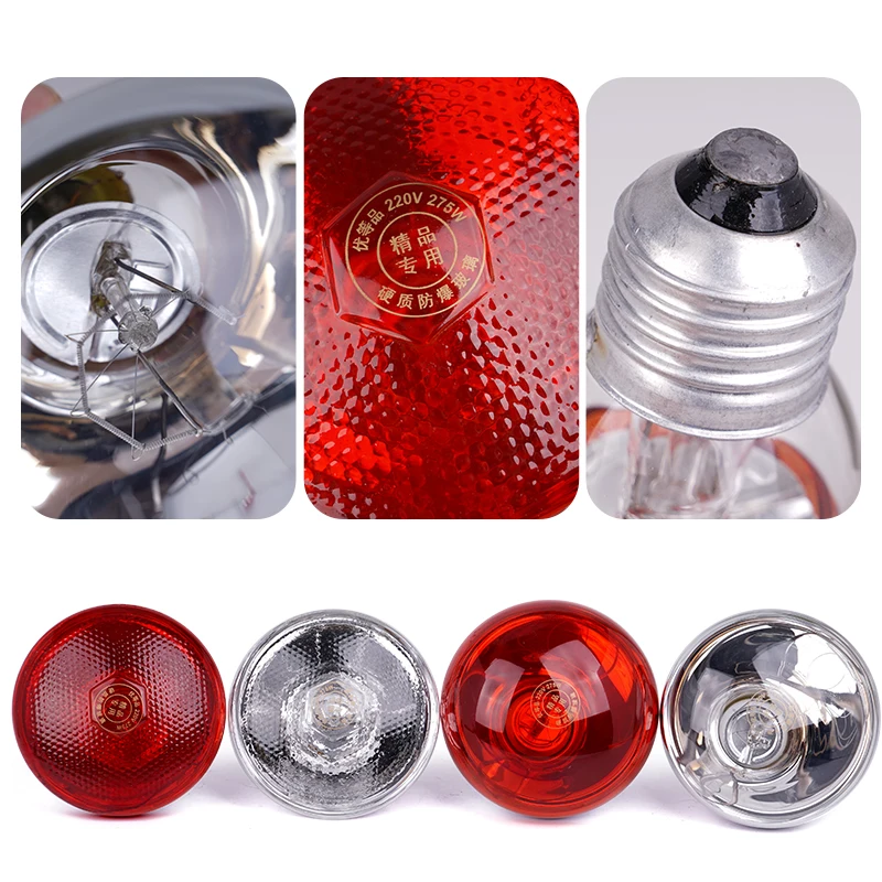 220V Heating Light Bulb Poultry Reptile Plant Amphibian Heating Lamp Livestock Infrared Insulation Heating 100W/150W/200W/250W 4