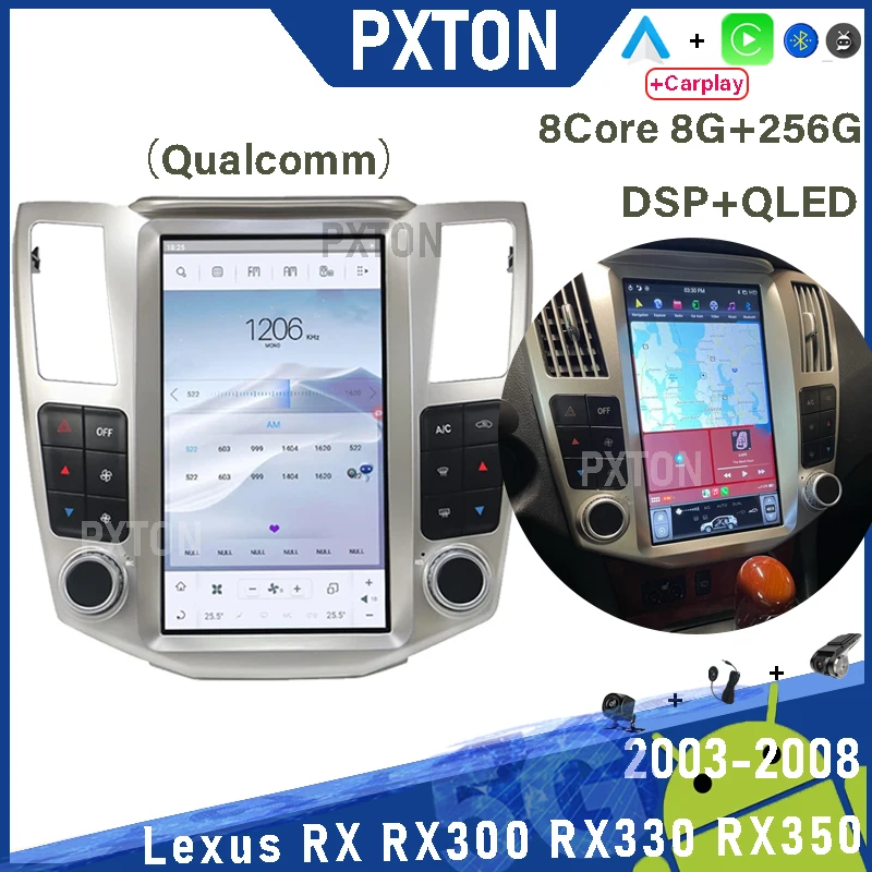 

Pxton For Lexus RX RX300 RX330 RX350 RX400 2003 - 2008 Android Car Radio Stereo Tesla Screen Multimedia Player Carplay Auto 4G
