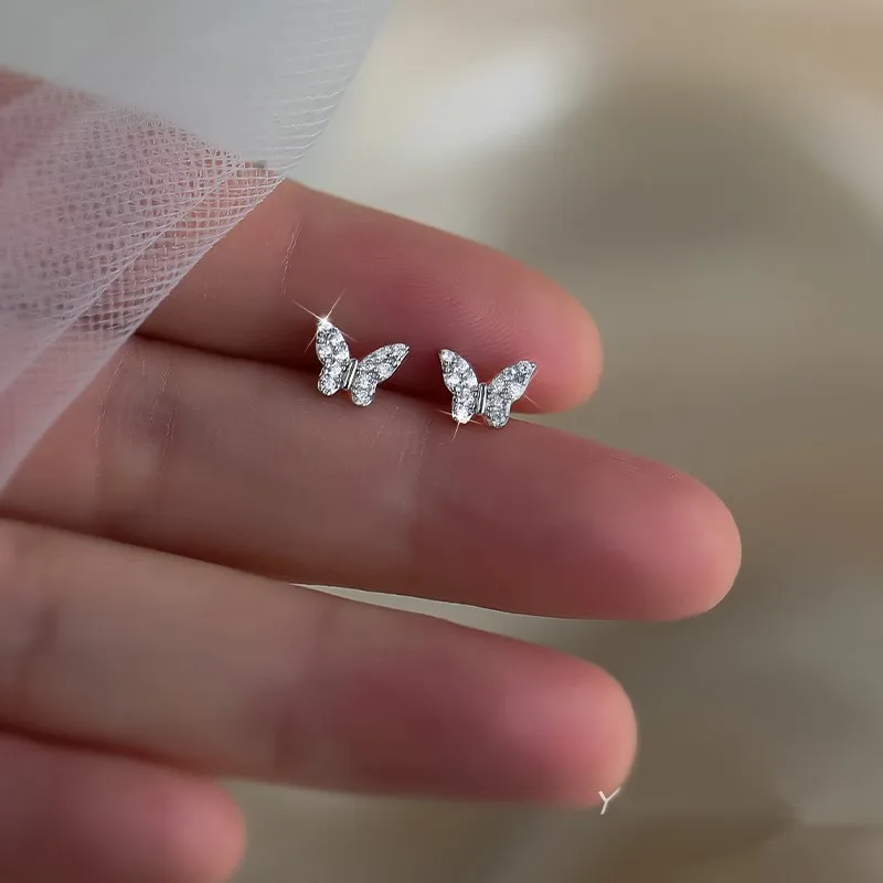 ANENJERY Butterfly Stud Earrings for Women Cute Delicate Jewelry Girls Gift Pendientes mujer