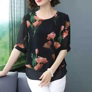 Loose chiffon short sleeved blouse small upper garment woman Western-style cover meat T-shirt temperament female 1