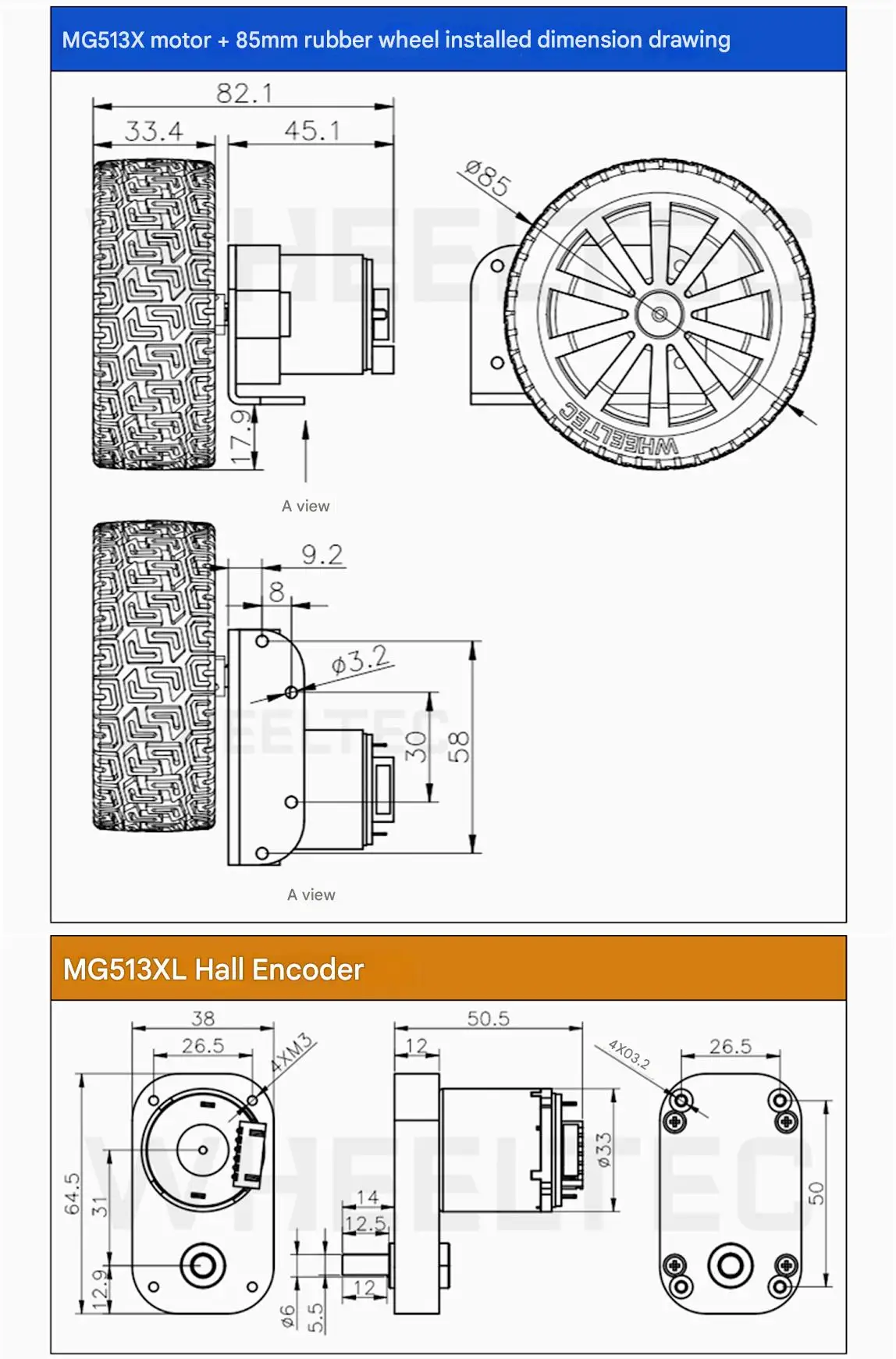 WHEELTEC MG513X, MG513XL DC Gear Motors