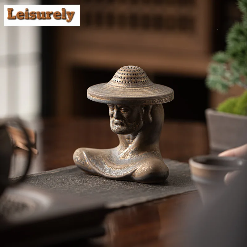 Creative Antique Gilded Tea Separator Infusor Aesthetic Bodhidharma Tea Strainer Zen Tea Soaking Tea Filter for Tea Decoration