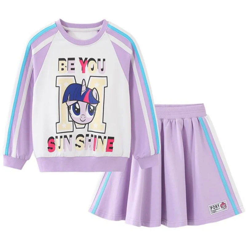 

My Little Pony Girls Fashion Sweater Set Spring Sweet and Cute Children's College Style Casual Sweater Short Skirt Two-piece Set