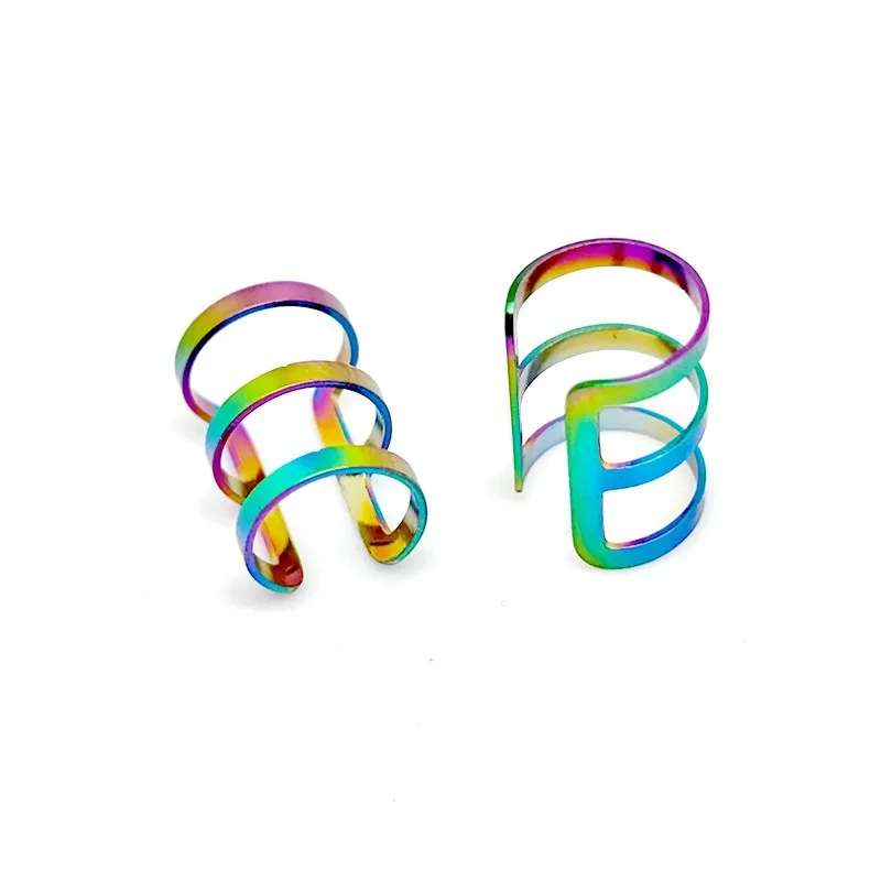 Stainless Steel Fake Piercing Earrings Clips On Ears For Teens Male On Cartilage Earcuff For Women 2PC ear clip earrings clip earrings ear clip