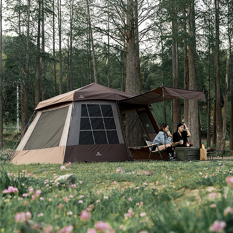 Mountainhiker 3-4 People Camping Tent Outdoor Camping Rain Proof, Waterproof and Sunscreen Camping Star Fort Tent Automatic Tent