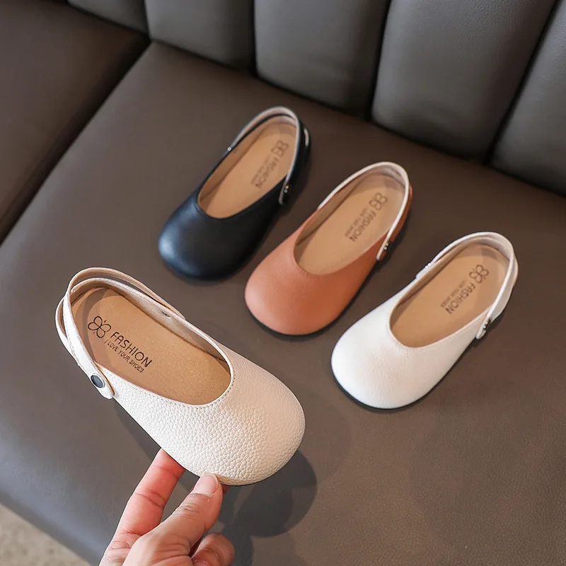 Girl Shoe Spring Autumn Cute Square Head Princess Shoe Shallow Soft Sole Anti Slip Leather Mary Jane