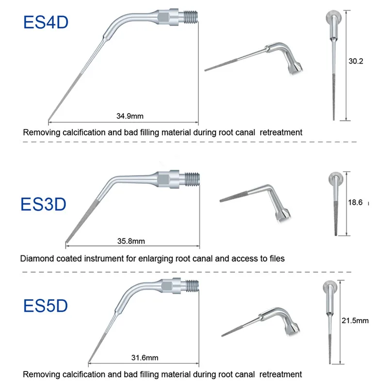 2Pcs ES3D Ultrasonic Scaler Tips For SIRONA SIROSON Handpiece Endo