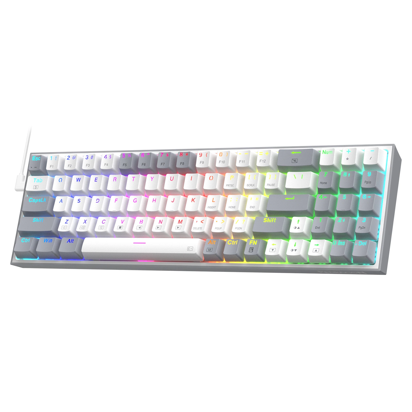 Teclado Mecánico Redragon K655 RGB 75% - 78 Teclas Intercambiables En Caliente, Placa Aluminio, Switches Rojos Lineales, Layout US