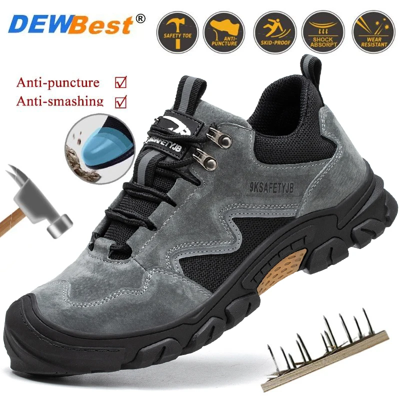 

2022 рабочие кроссовки, легкие дышащие Нескользящие рабочие кроссовки со стальным носком и защитой от проколов, Мужская защитная обувь