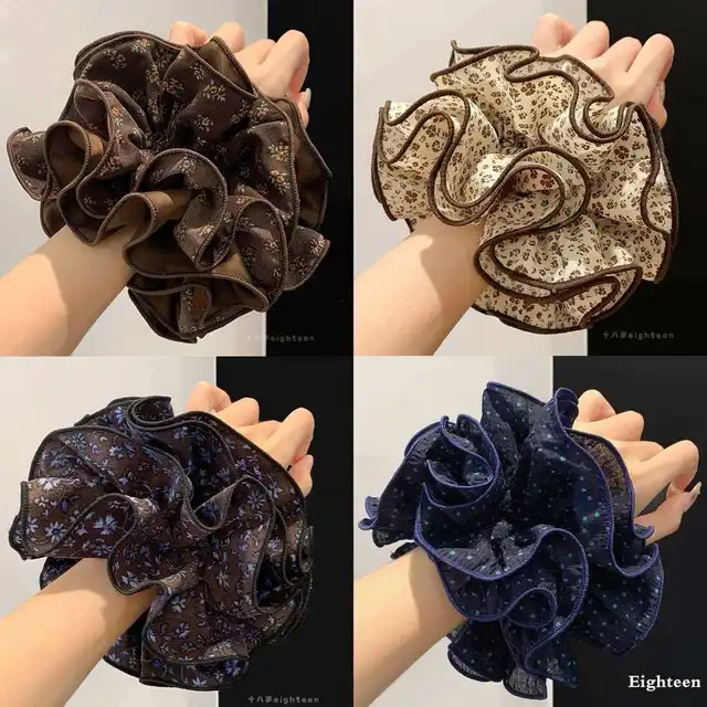 Oversized Fashion Ladies Sweet Ruffled Elastic Hair Rope Ponytail Holder Headwear Large Scrunchie Hair Tie Accessories Gofts 1