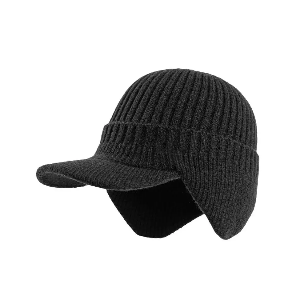 Men Winter Knitted Hat Outdoor Cycling Ear Protection Warmth Peaked Cap Casual Fashion Sunhat Bomber Skullies Beanies 55-60CM 5