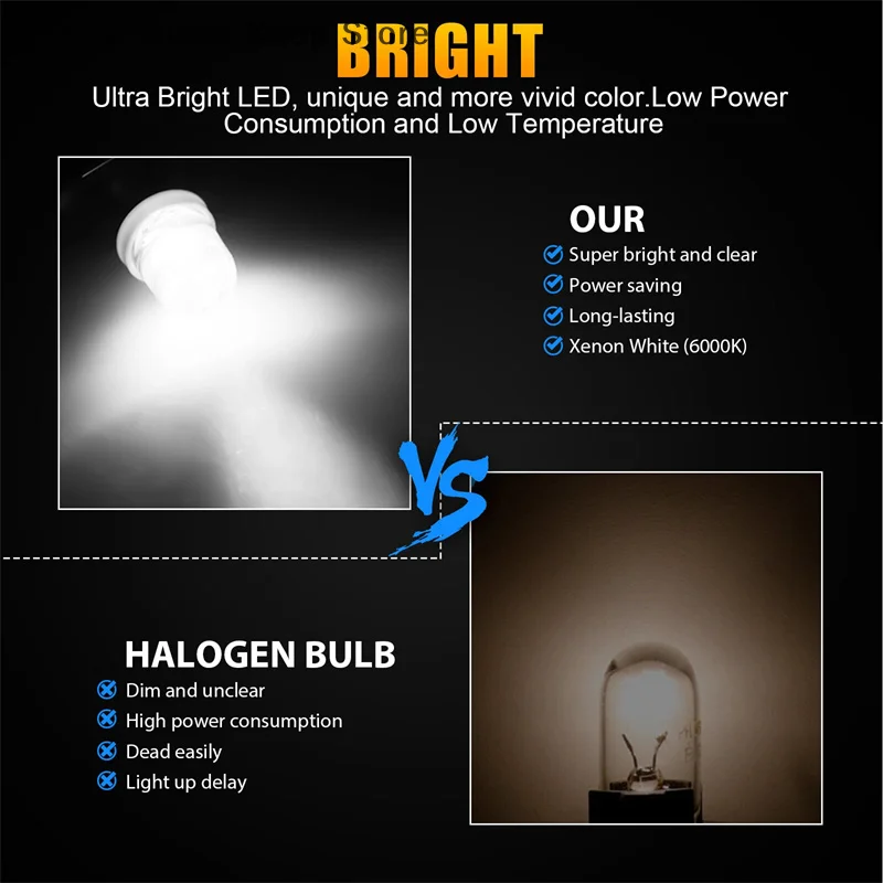 LED bulb for car interior, white light, 12V, T11, BA9s, 3030, 1smd, t4w, Dome map, license plate, reverse, parking light, 20PCs - 5