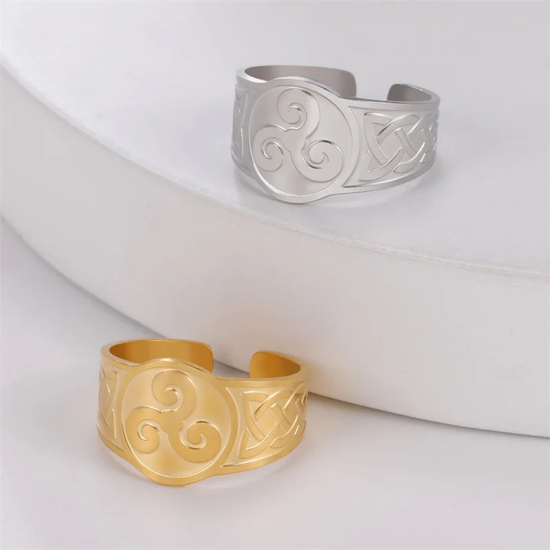 Keltische Hexen knoten Ring Edelstahl Schmuck Hexen knoten Fingerringe Hexerei Wicca Amulett Schutz ringe Party Geschenke – Detail 33