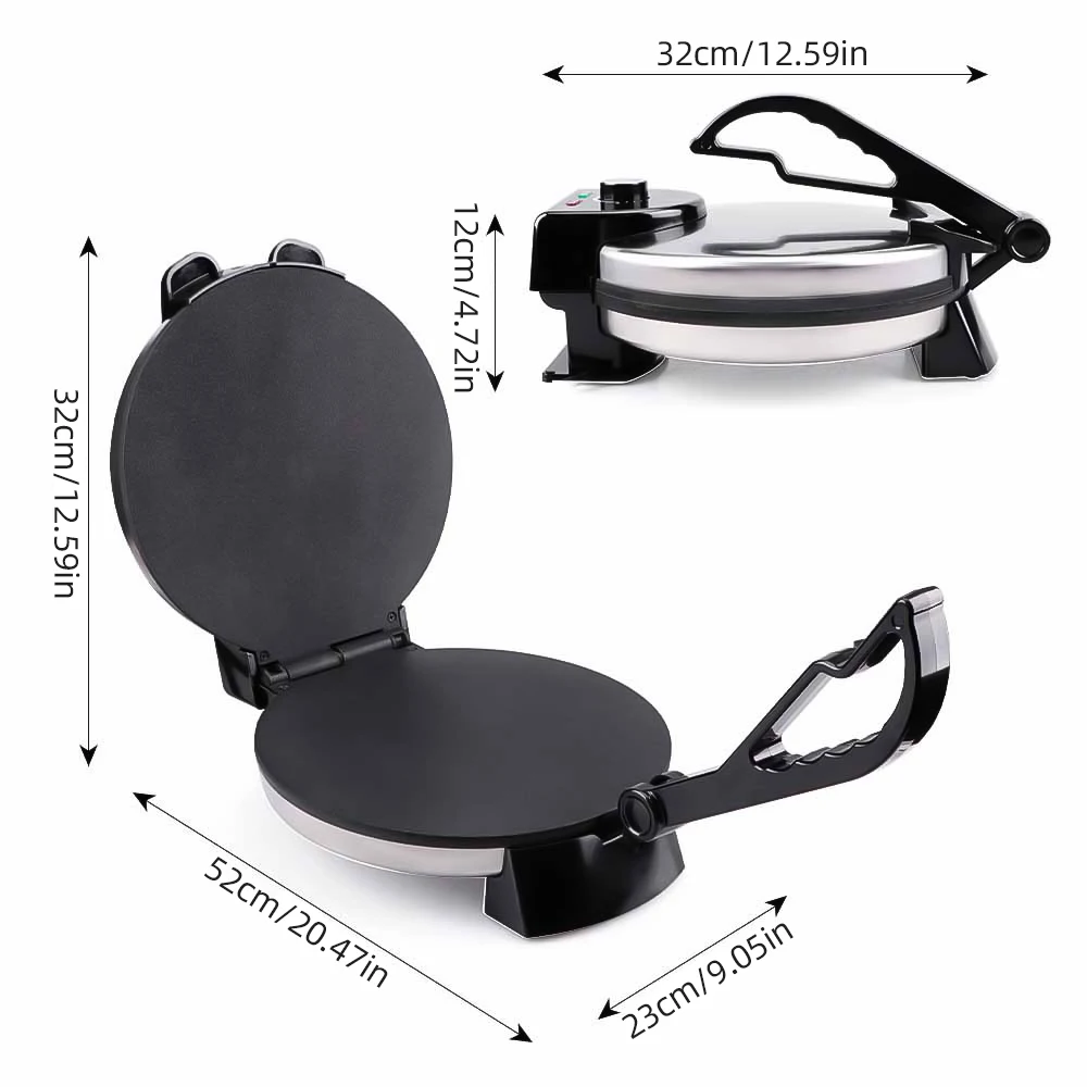 Electric Tortilla Maker Stainless Steel Non-Stick Roti Maker Machine 1800W Double Sided Heating Tortilla Press 3