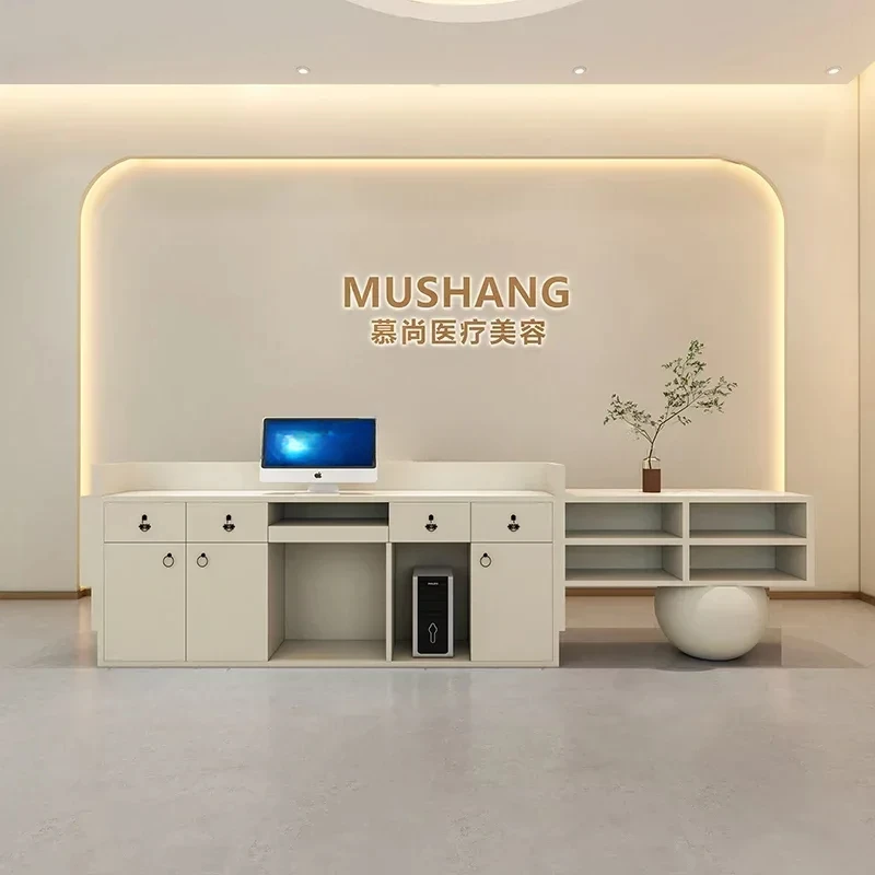 Cashier Standing Desk Office Shop Counter Aesthetic Desk White Simple Office Hair Salon Supermarket Mostrador Negocio Furniture