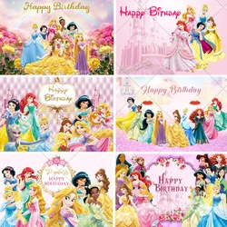 Disney Princesses Photography Backdrop for Girls Baby Shower Birthday Party Decor Fairy Table Kids Dessert Table Banner Supplier