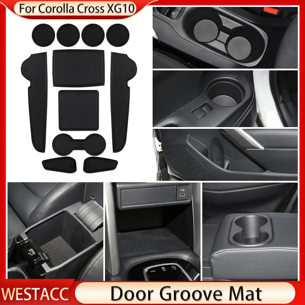 Dust-Proof Car Door Groove Mats with Cup Cushion and Gate Slot Accessories