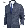 Autumn and Winter Men's Cardigan Sweater, European and American Fashionable Solid Color Large Standing Collar Knitted Jacket 2