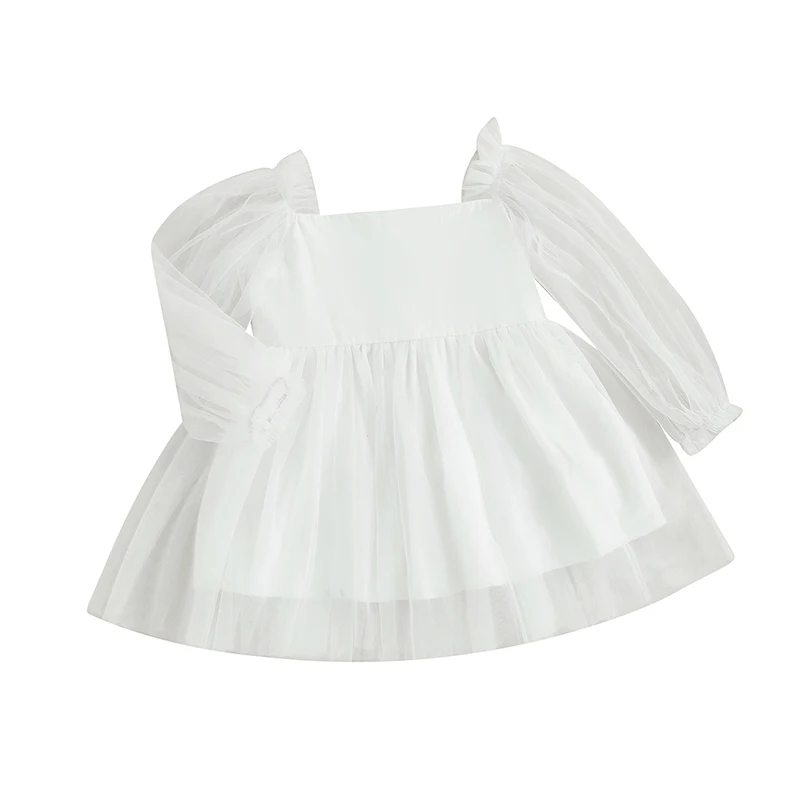 Pudcoco Toddler Baby Girl Princess Tulle Dress Newborn Puff Sleeve Mesh Tutu Dress Heart Print Valentines Day Dresses 3-7T