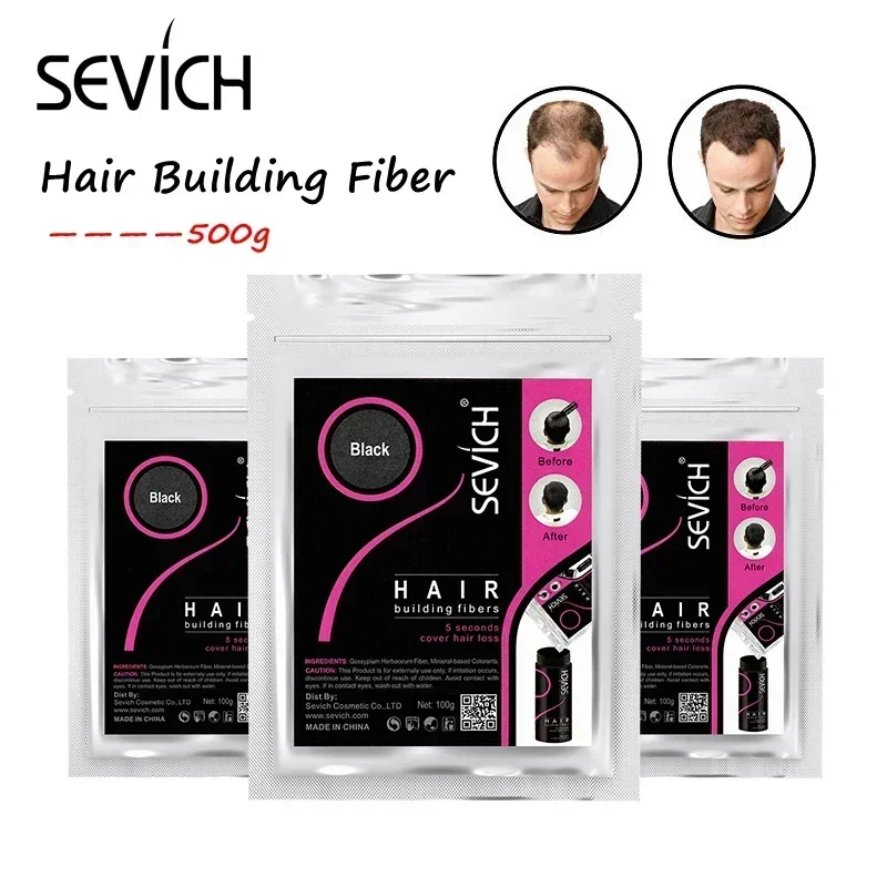 sevich-ヘアナマケモノ用ケラチン粉末、ヘアビルディングファイバー、インスタントサロンヘアトリートメント、10色、詰め替え、500g