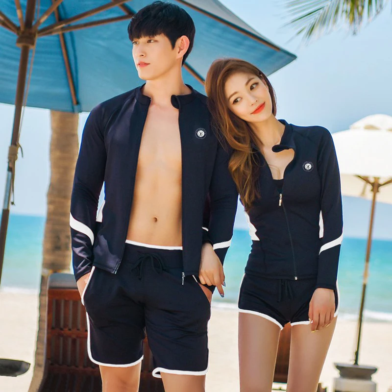 Rash Guard Couples Korean Long Sleeve Multi Pieces Swimsuit Swimwear Bathing Suits Surfing Long Pant rash guard surfing swimsuit