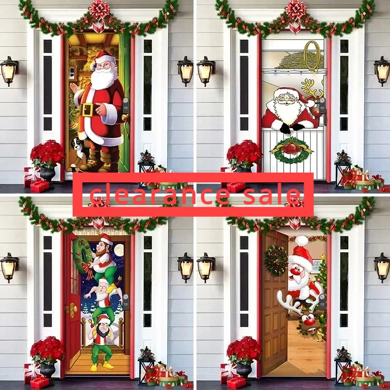 Christmas Background Banner Christmas Elves Door Cover Per Party House Door Nightmare Before Christmas Decorazioni Per Esterni Puntelli
