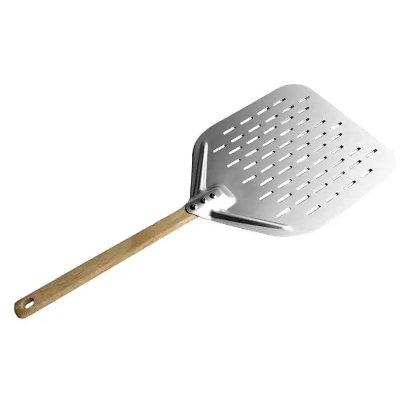 

Pizza Oven Peel Non-stick Perforated Slider Paddle Small Pizza Shovel Turning Paddle Peel Nonstick Spatula with Wooden Handle