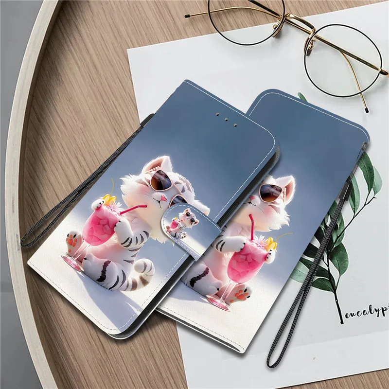 Elegant Colored Flower Wallet Phone Case - Magnetic Flip Leather Cover with Cute 3D Pattern