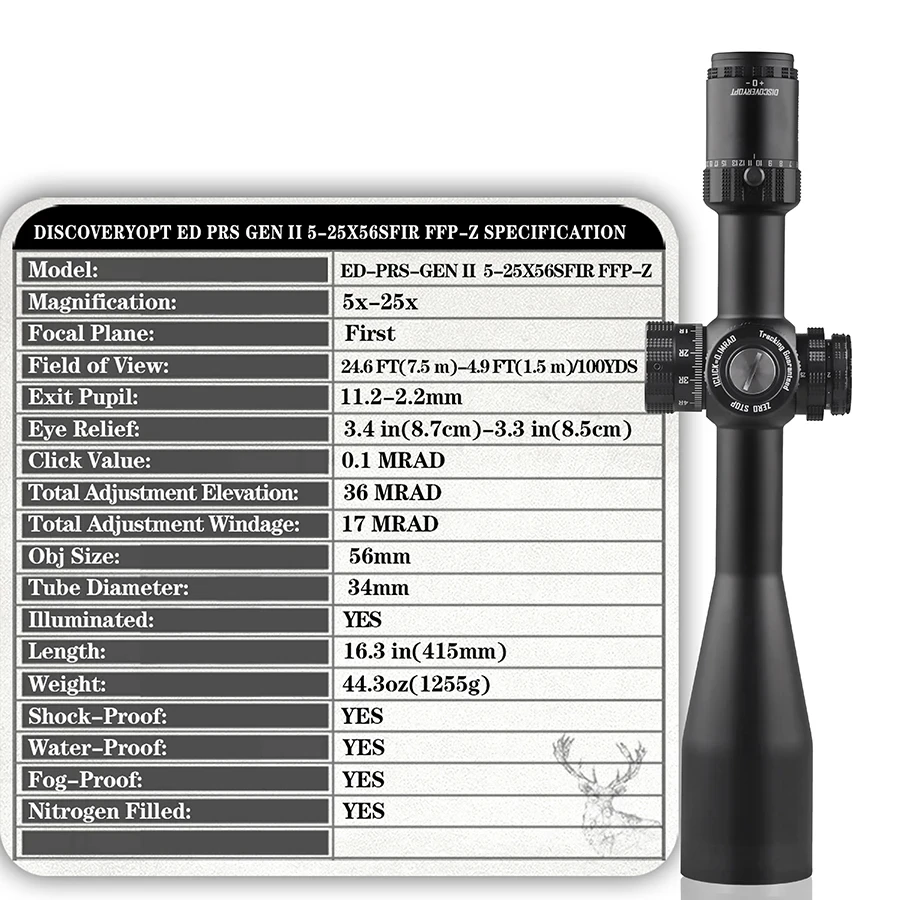 Discovery ED GenII 5-25X56 Tactical Sight Illuminated Super HD Shockproof Scope First Focal Plane Imported Glass Riflescope rifle scope