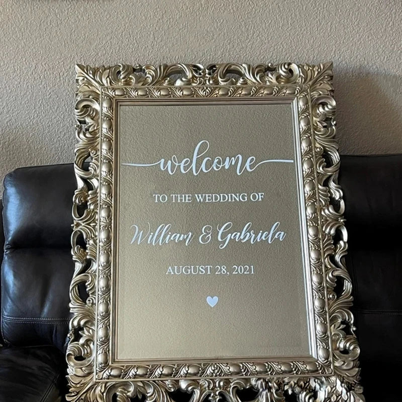 Wedding Mirror Decal Custom Wedding Mirror Personalized Wedding Mirror Sign  Welcome Mirror Customized Reception Mirror Vinyl Sign 