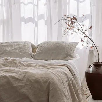 Set lenzuola 4 pezzi Biancheria da letto in puro lino 100% 1 lenzuolo piatto 1 lenzuolo con tasca profonda 2 federe Set lenzuola in lino Set biancheria da letto 1