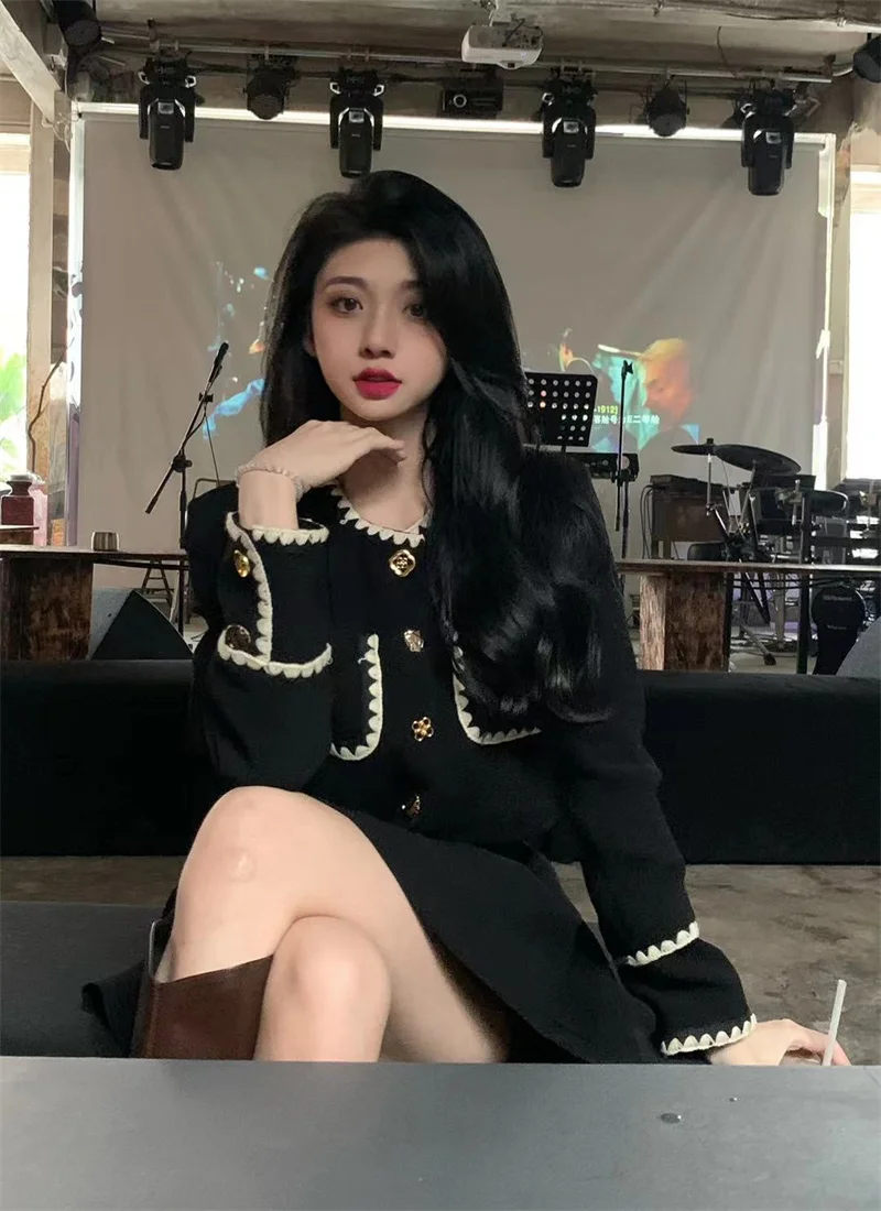 Autumn New Elegant Two-Piece Skirt Sets Women Korean Fashion Chic Crop Jacket Coat Solid Mini Skirt Female Clothing Y2K Outfits