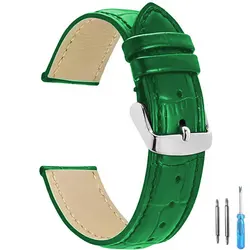 Premium Universal Leather Watch Strap for Men and Women - Elegant Replacement Watchband (Green - S)