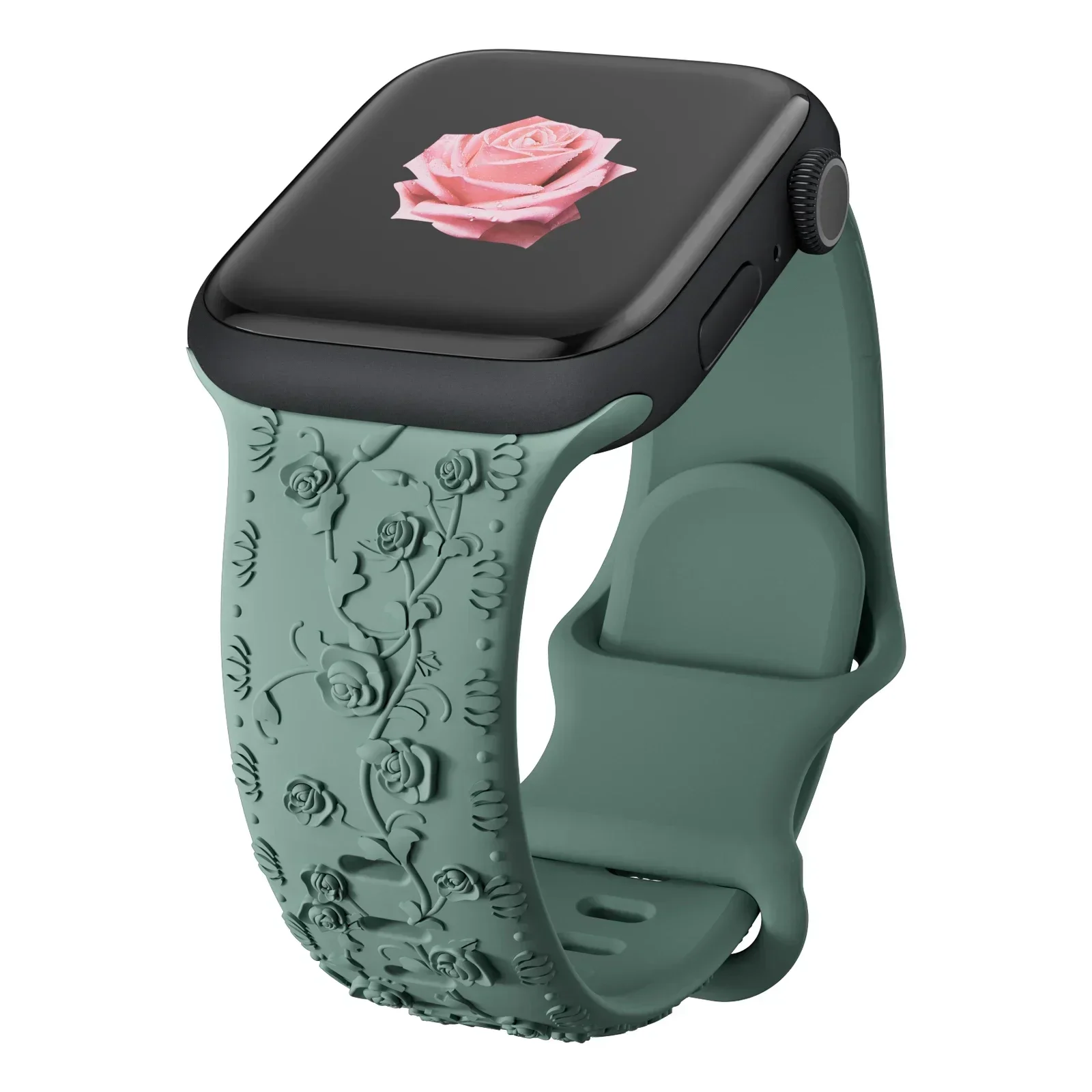 Floral Engraved Silicone Watch Band Bracelet