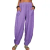 Summer Cotton Linen Wide Leg Pants for Women Pants Full Length Casual Pants Female Solid Loose High Waist Straight Trousers 1